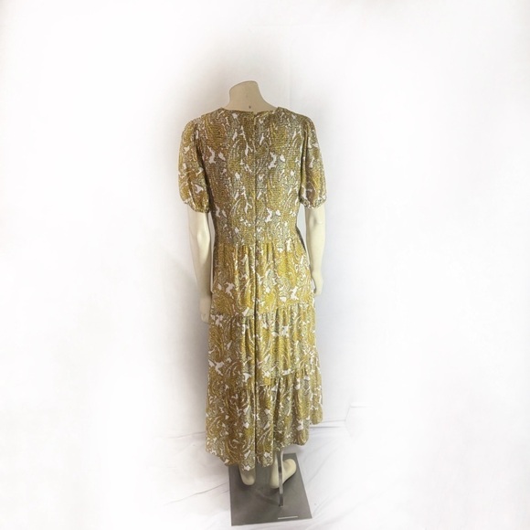 Michael Kors Floral Paisley Saffron Smocked Midi Dress Size 10 - Picture 6 of 10